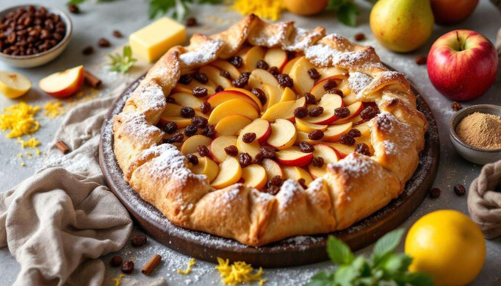 Crostata Sbriciolata invernale con mele pere e uvetta: dolce ricetta
