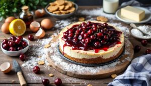 Avevo del formaggio spalmabile, ho deciso di realizzare una cheesecake con topping di ciliegie ed è una delizia