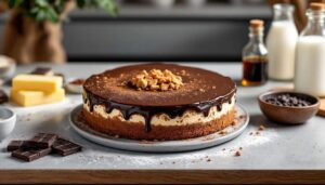 Cheesecake al cioccolato senza forno: crema vellutata e ganache fondente in frigo