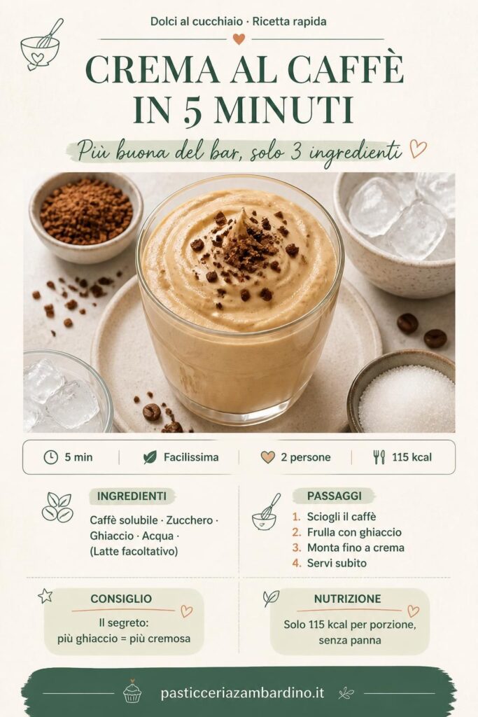 Crema al caffè spumosa fatta in casa in un bicchiere trasparente, con ghiaccio e polvere di caffè